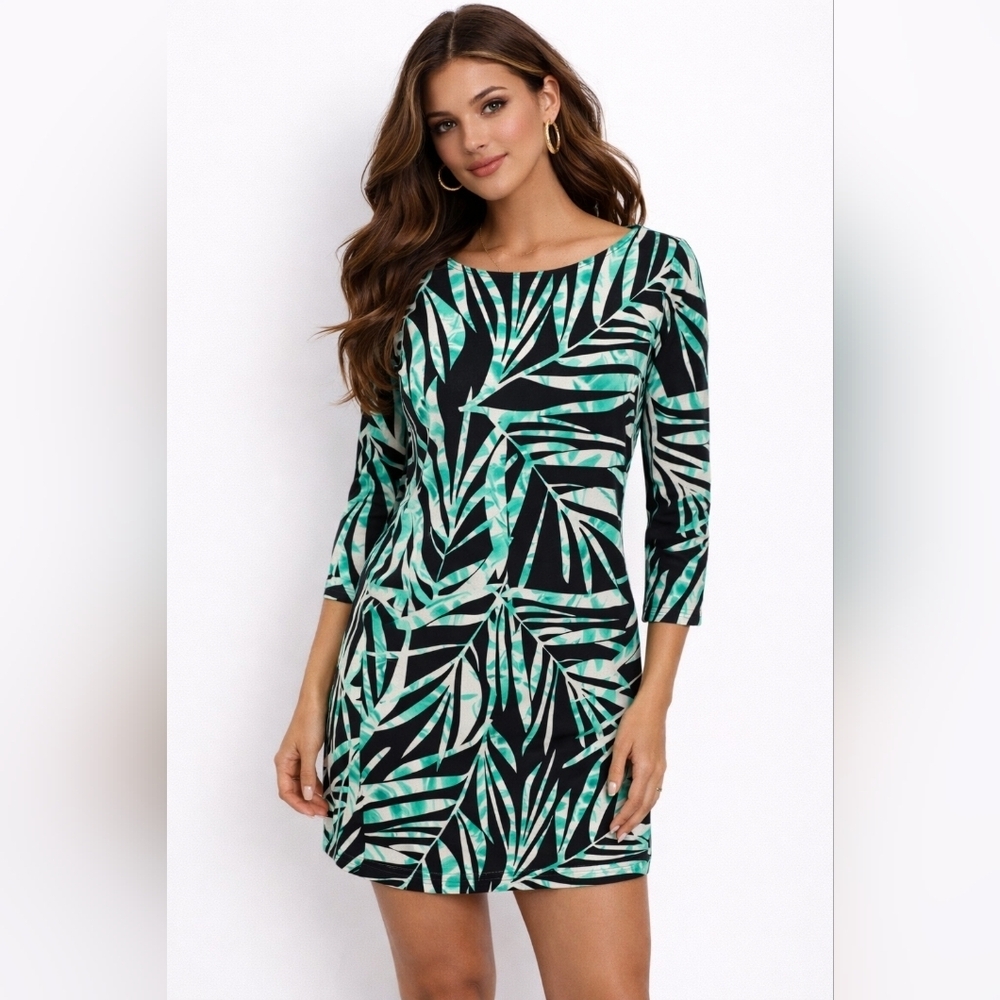 BCGBMaxAzria Palm Print Long Sleeve Dress Size XS